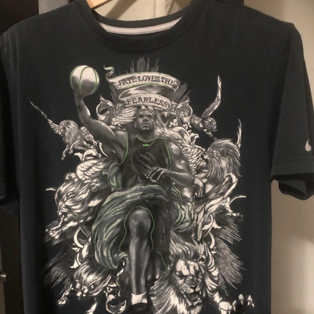 RARE LEBRON JAMES NIKE FATE LOVES THE FEARLESS LION  T SHIRT SIZE LARGE